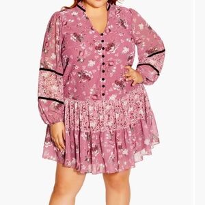 NWT City Chic Laura Floral Long Sleeve Dress-size XL/22W
